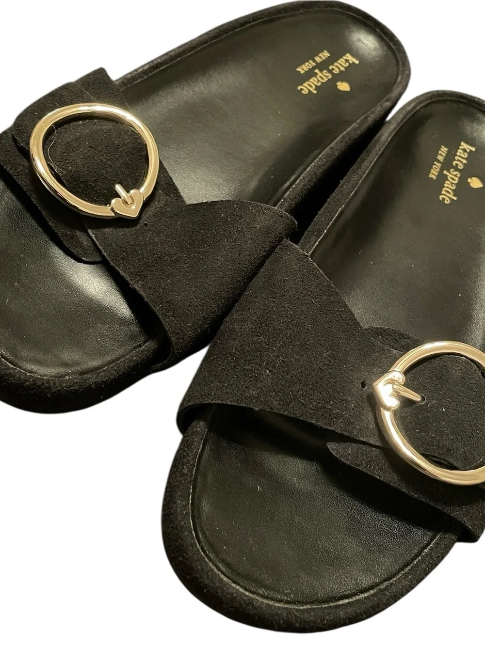 Kate Spade‎ New York Women’s Black Suede Della Slide Slip On Sandals Size 8